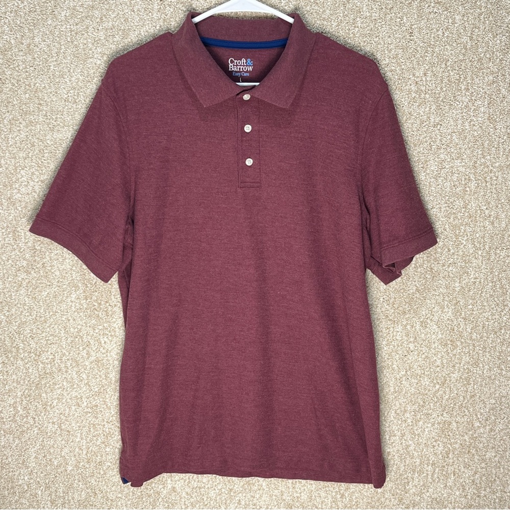 Imperfect Men’s large polo shirt short sleeved wine marbled color stretchy shirt